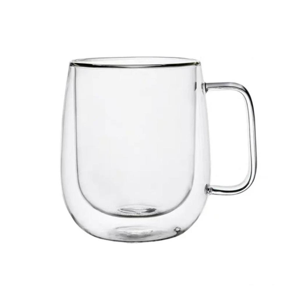150/250/350ml Heat Resistant Glass Cups Double Wall Glass Coffee Cup with Handle Breakfast Milk Water Cup Clear Juice Beer Cups