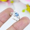 Natural Blue Topaz Gemstone 925 Solid Sterling Silver Jewelry Ring Size 8.5 I9C22