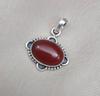 Red Onyx Silver Pendant: 925 Sterling, Handmade Boho Statement Necklace