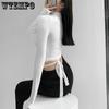 WTEMPO Рубашки-поло с перекрестной повязкой на талии для девочек, женские укороченные топы Y2K, женские весенне-осенние футболки с v-образным вырезом для фитнеса