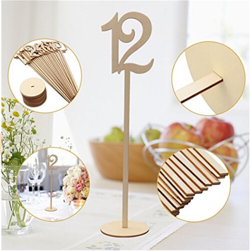 1-10 Numbers Wooden Table Stick Cards Set with Base Wedding Party Decor Stand