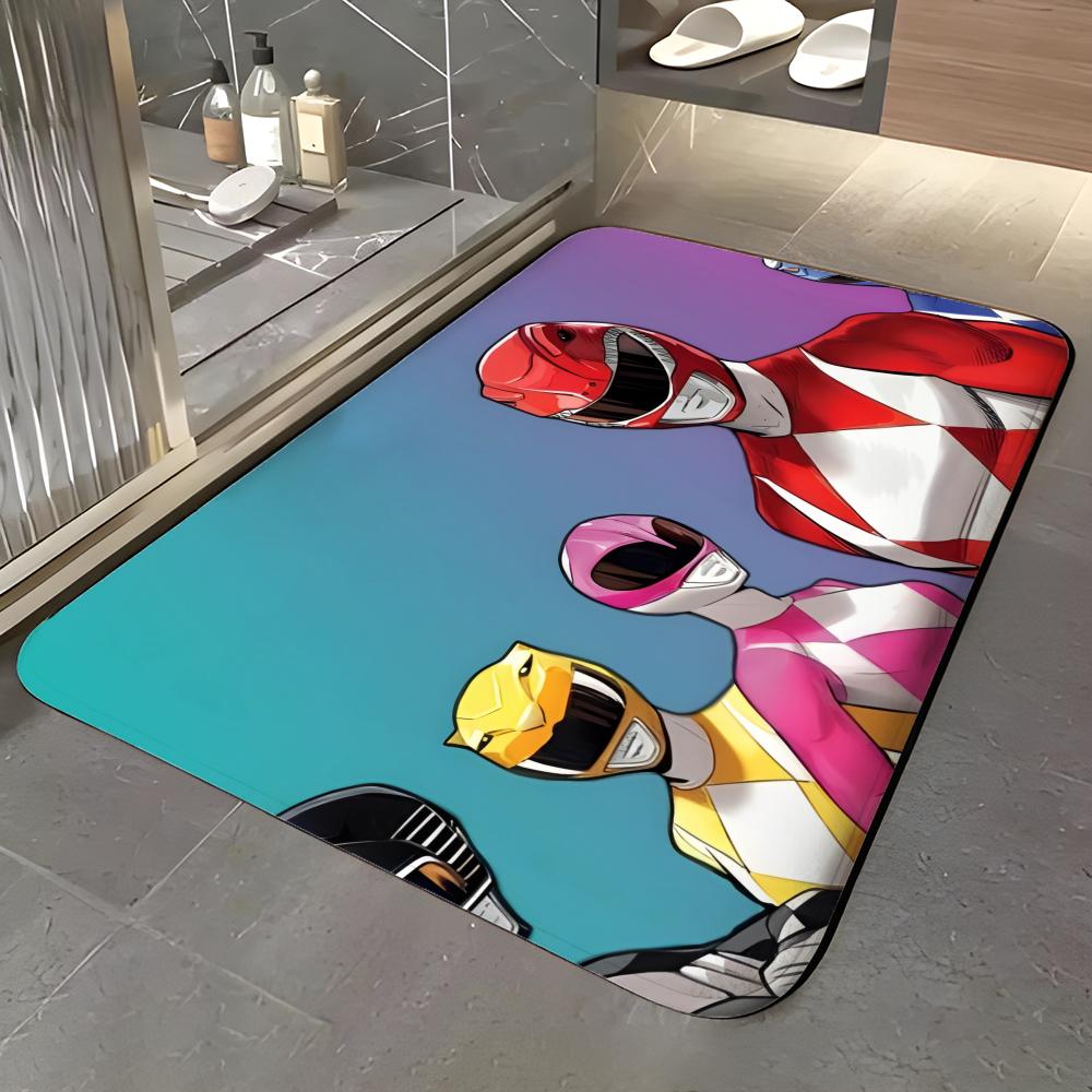 TV Series - P-Power R-Rangers Floor Mat Soft Flannel Entrance Door Mat Non Slip Absorbent Bathroom Bedroom Floor Rug