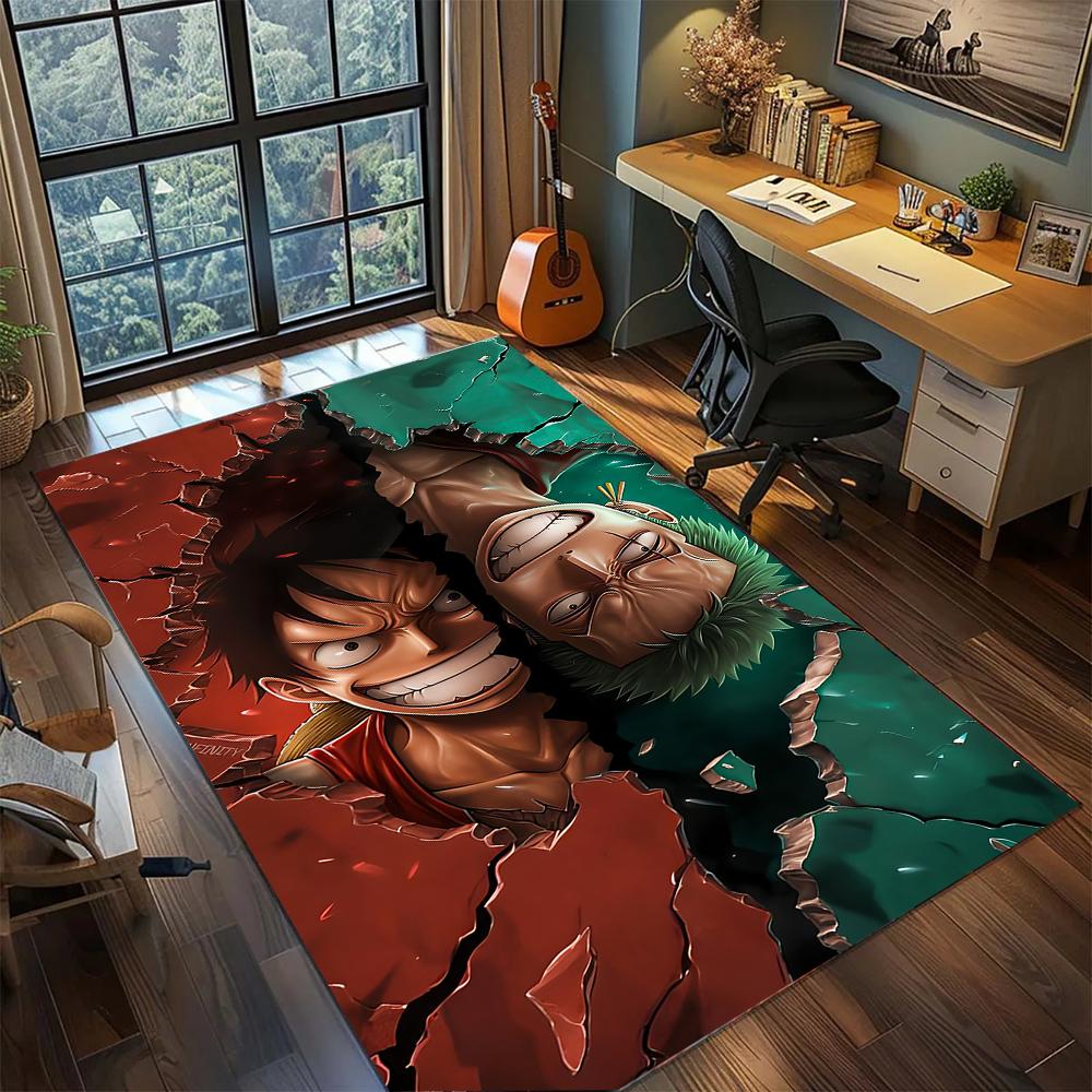Zoro Enma Katana Green Hair Samurai Rug Carpet Large Area Rug Non Slip Washable Floor Mat Gamer Room Bedroom Home Decor