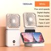 Мини-вентилятор 3-в-1, носимый на шее, ручной, со складным зеркалом и Power Bank, тихий, компактный и портативный для летних видов спорта