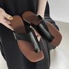 Мода 2025 Лето Женские Сандалии натуральная кожа Женские Шлепанцы Открытый Носок Плоская подошва со Слингом Шлепки Современные Пляжные Шлепанцы