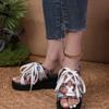 Модная обувь женская 2024 Высокое качество На шнуровке Женские шлепанцы Летний деним Открытый носок Смешанные цвета Повседневные Шлепанцы на платформе и танкетке