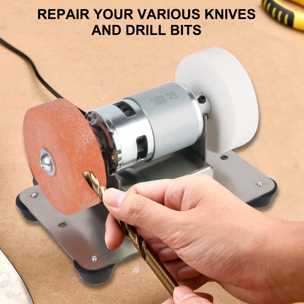 Двигатель шлифовального станка Двойной шлифовальный станок Artifact Table Мини электрический шлифовальный круг Grindig Stone Micro грубая и тонкая полировка