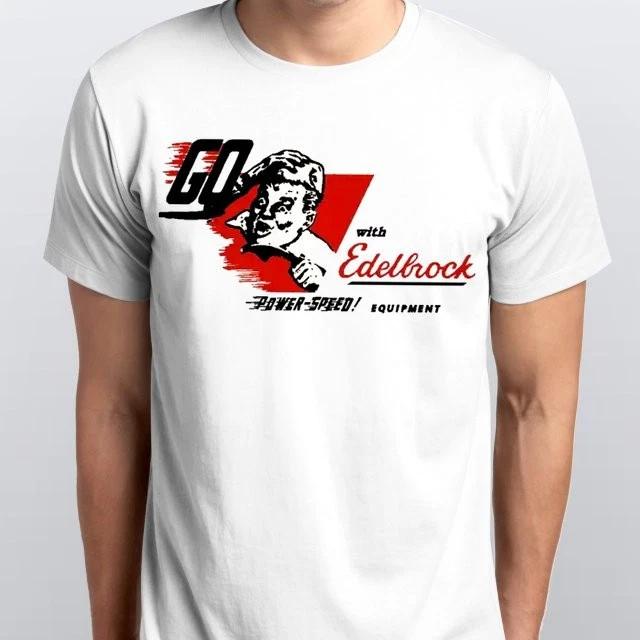 Men's and Women's T-shirts VINTAGE STYLE EDELBROCK NEW GREY WHITE T-SHIRT S,M,L,XL,2XL