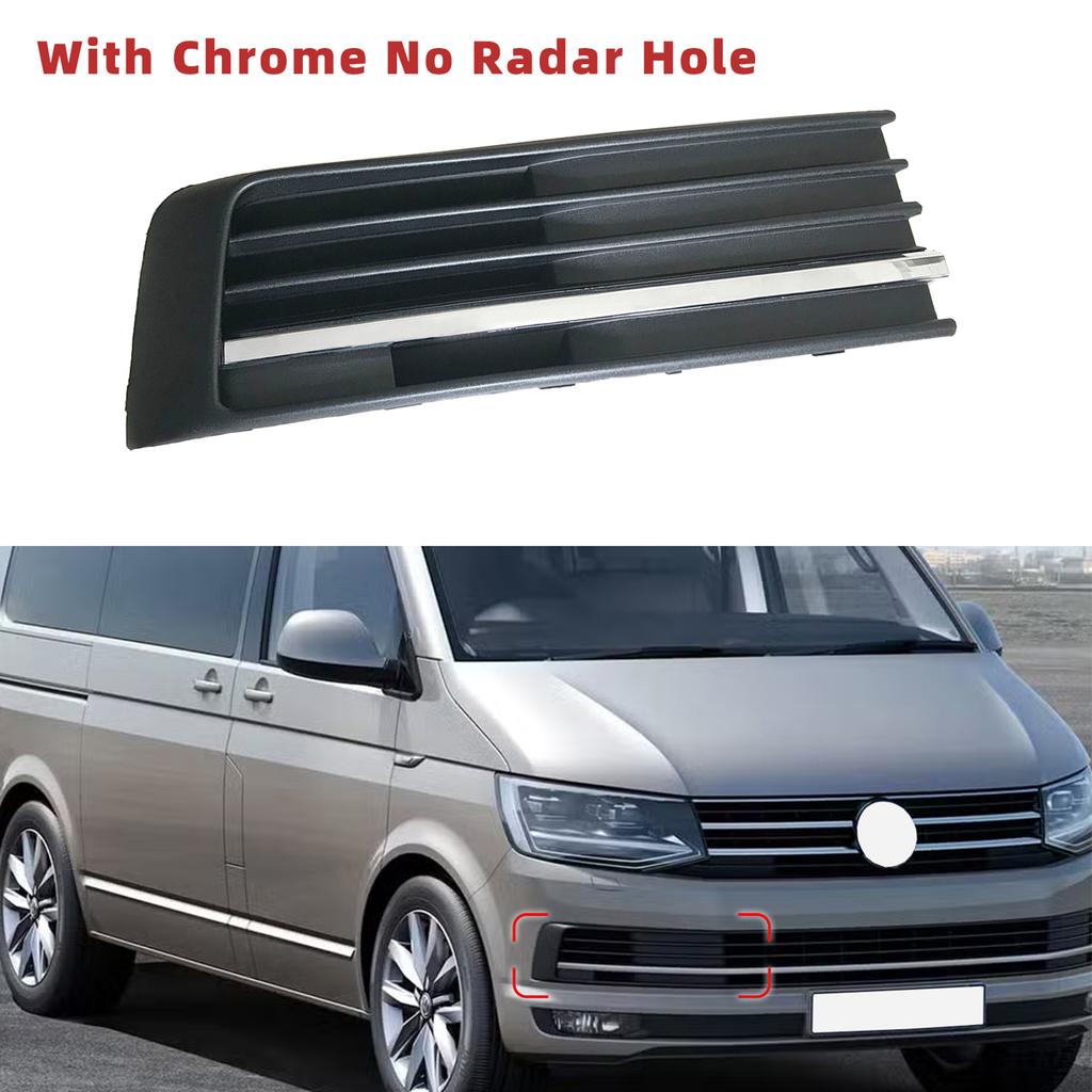 Car Front Fog Light Lamp Side Lower Grill Frame with Chrome Radar Hole for VW Transporter Multivan 2015 2016 2017 2018 2019
