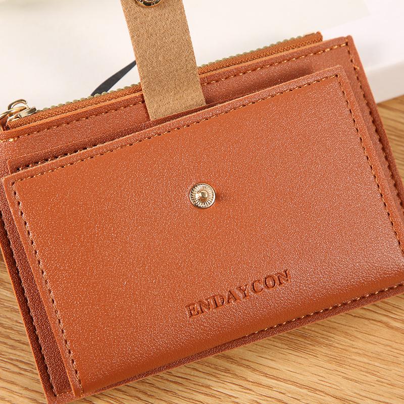 Ультратонкий женский кожаный кошелек с отделениями для карт и застежкой-молнией – Большая вместимость, однотонный дизайн