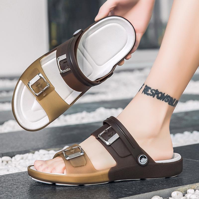 2024 Новые летние туфли Hole Shoes Men's Thick Sole Baotou Half Slippers Outdoor Men's Beach Sandals