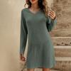 Женские осенние платья с V-образным вырезом, повседневные короткие платья с длинным рукавом, модная одежда