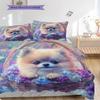 Pomeranian Pattern Bedding Quilt Set Quilt Cover Pillowcase Home Decoration Birthday Gift (1 * duvet cover + 2 * pillowcase, without core)