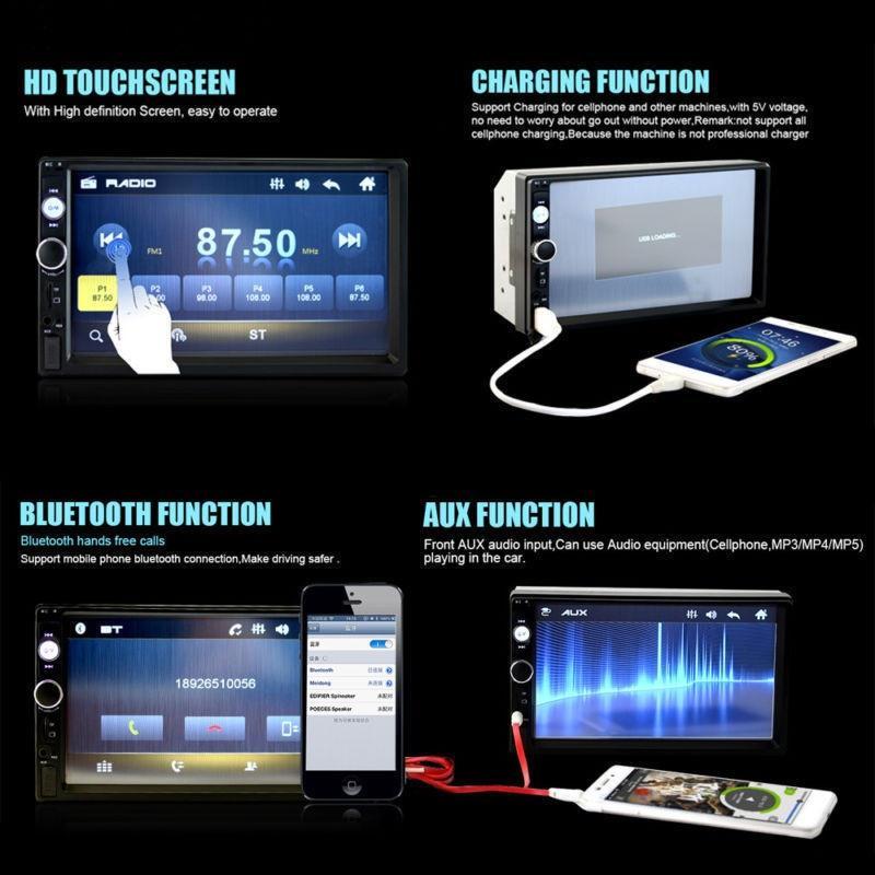 HD 7-дюймовый Сенсорный Экран Автомобильный MP5 Плеер FM-радио Bluetooth 3D Стерео Музыка Громкая Связь + Задняя Камера