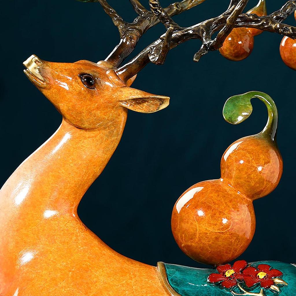 Aris & Juno Handcrafted Copper Deer Sculpture - Auspicious Home Decor for Living Room, Perfect Housewarming Gift, Premium Quality Artwork
