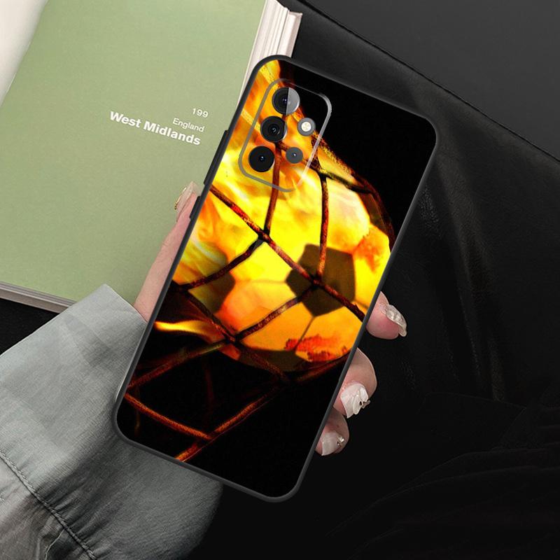Fire Football Soccer Ball For Samsung Galaxy A52 A32 A22 A54 A14 A16 A26 A36 A56 A55 A35 A05 A06 A15 A53 A33 A13 Case