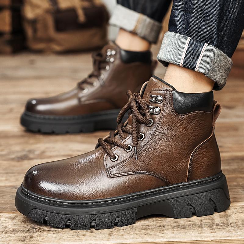 Fashion Genuine Leather Men's Boots Fashionable Classic Styles Outdoor Leisure Business Party Daily Office Motorcycle High-quality Shoes