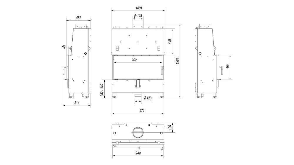 Water Heating Fireplace KRATKI LUCY 20 kW Ø 200 Self Closing Door