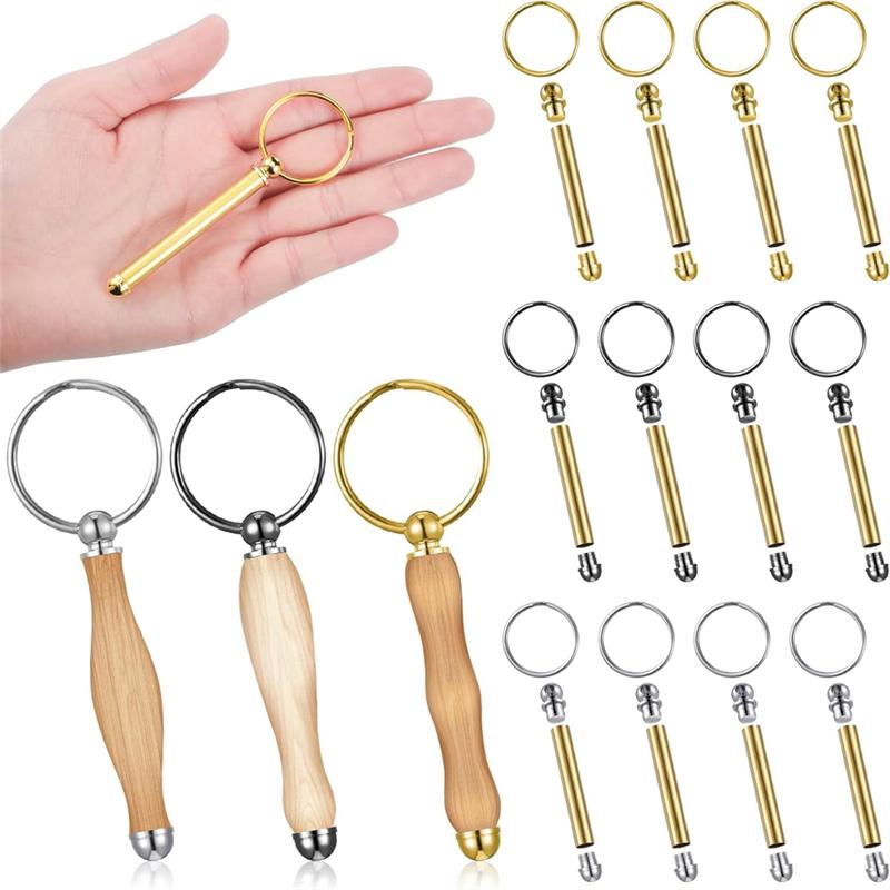 VOFUN-12Pcs Woodturning Keychain Kit Wood Turning Accessories Mandrel Wood Turning Keychain For Woodworking Gifts