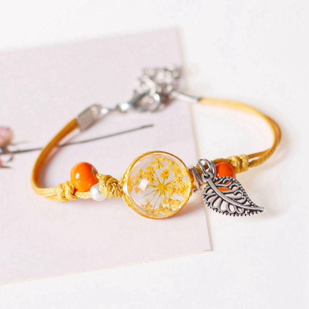 Bracelets Ethnic Style Braided Rope Bracelets Female Hand Chain Dried Flower Bracelet Gypsophil