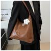 Oily Leather Large Slouchy Tote Bag: Women's 2024 Korean Style Casual Retro Spring Fashion, Large Capacity.