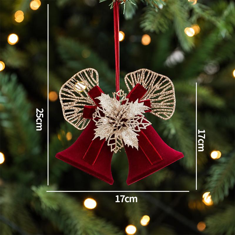 Red Flocking Christmas Ball Hanging Decorations Christmas Tree Ornaments Pendants New Year Christmas Shop Decorative Supplies