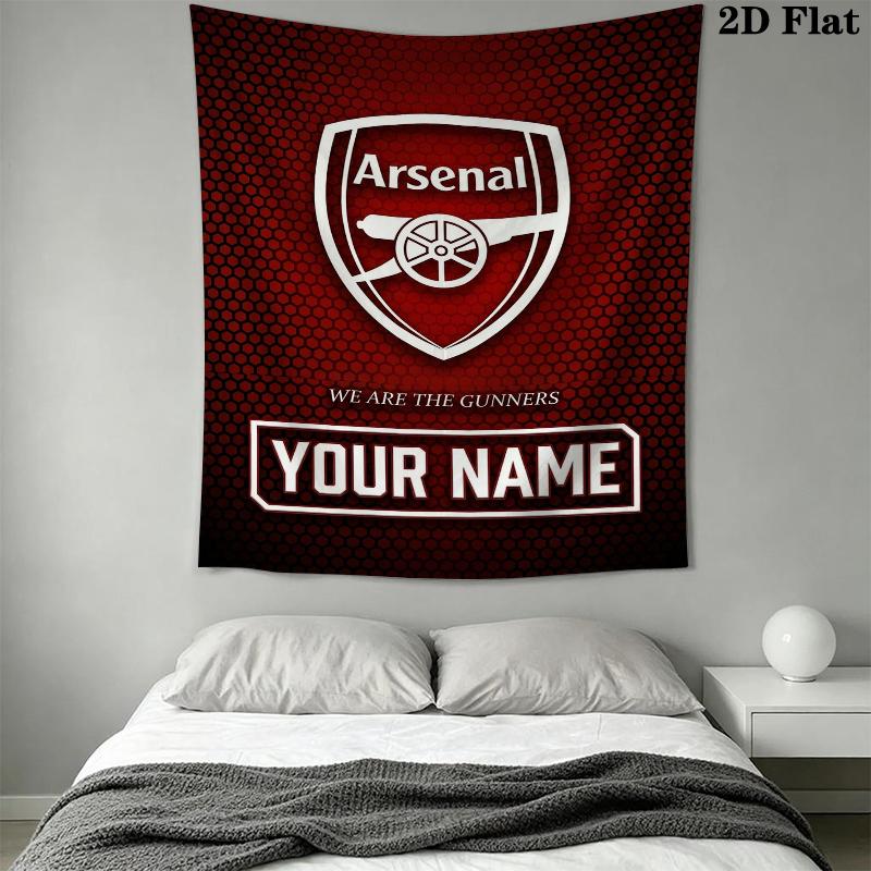 Custom Name Arsenal Wall Tapestry Aesthetic Wall Hanging Printed Fabric Blanket Decorative Tapestries for Bedroom Living Room Home Decor
