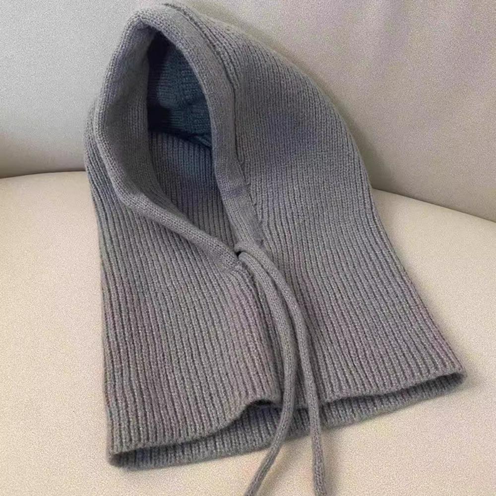 Solid Color Knitted Balaclava Hat Woolen Pullover Cap Cute Neck Collar Beanies Cap  Outdoor