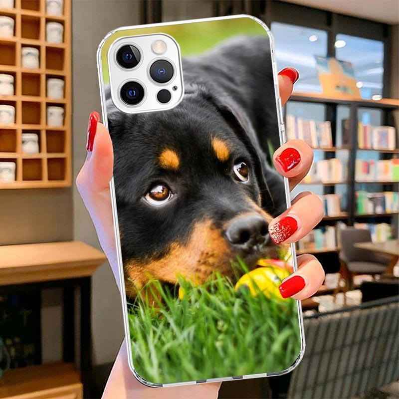 Чехол для телефона с изображением собаки породы ротвейлер Для iPhone 16 17 Air 15 14 Pro Max 16E Чехол для телефона 13 Mini 12 11 7 SE 8 Печатный узор Подходящие чехлы 1