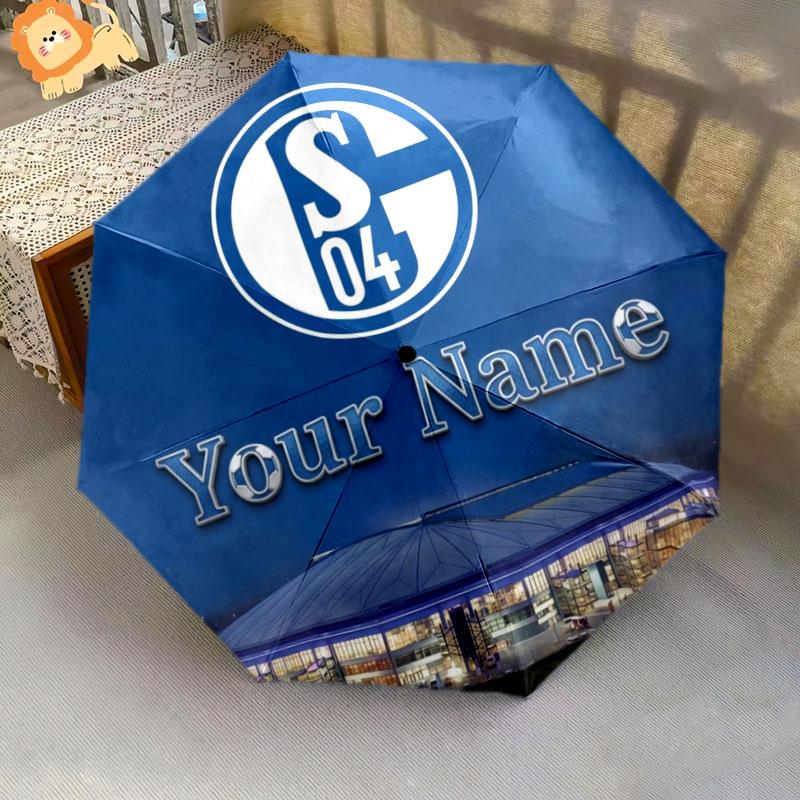 1 PC Automatic Folding Umbrella - FC Schalke 04 Custom Name Pattern, Portable & Foldable Design with 8 Ribs, Christmas Birthday Gifts