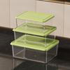 DYS Refrigerator Storage Box, with Lid, Clear Stackable Food Container, Microwave Safe Odor Resistant Freshness Keeper, for Fridge Organization