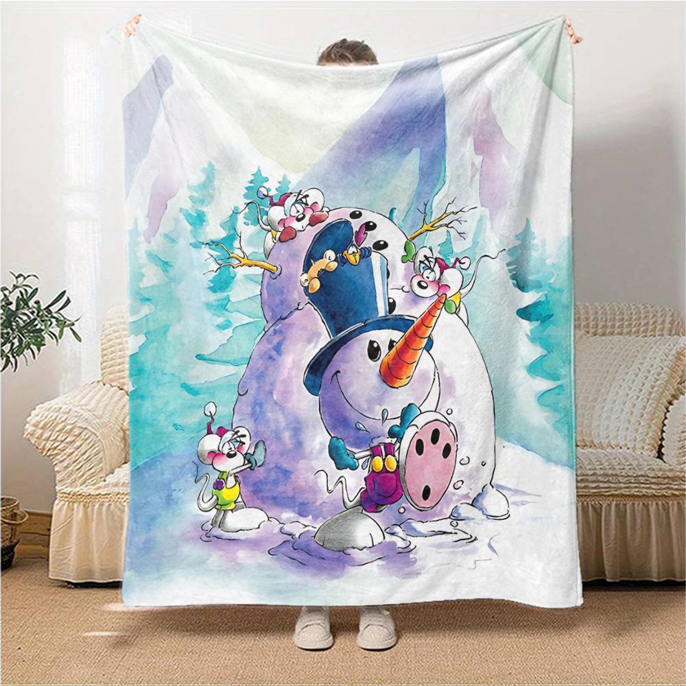 Snowman Friends Winter Blanket Soft Throw Blanket For Home Bedroom Bed Sofa Travel Office Solid Christmas Blanket