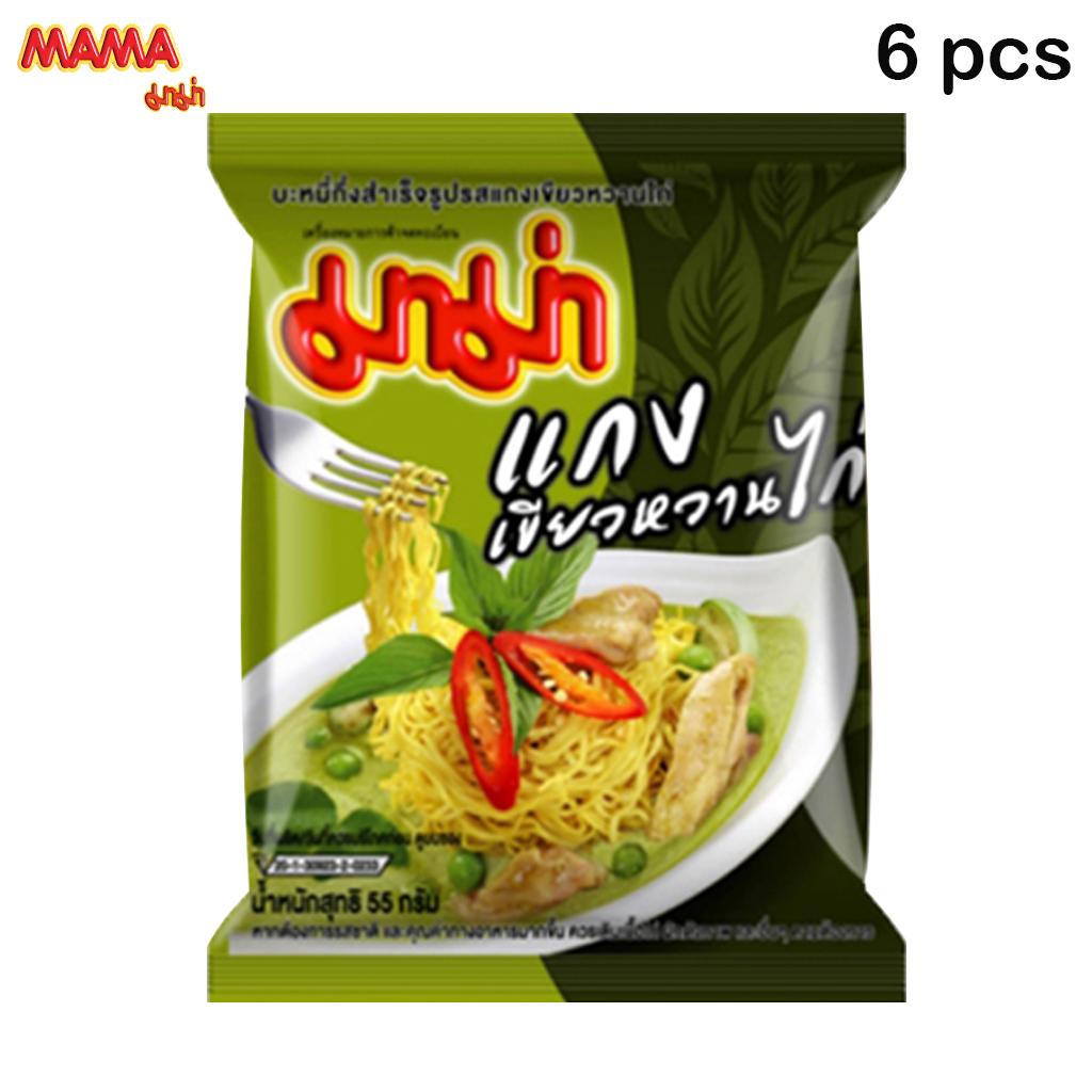 MAMA Лапша быстрого приготовления со вкусом курицы и зеленого карри 55 г x 6 шт / 12 шт / 24 шт - Thai Food