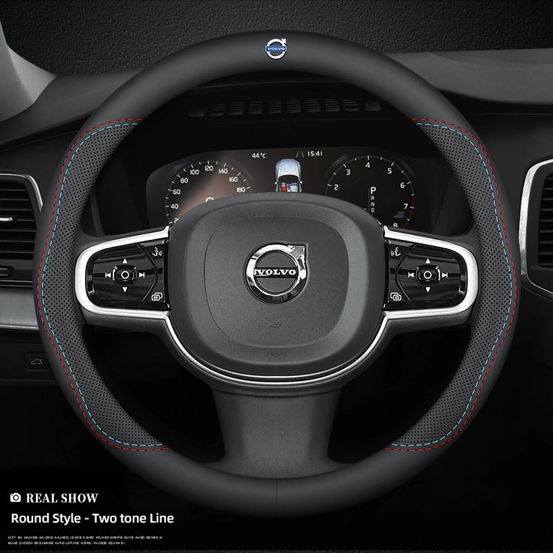 Leather Car Steering Wheel Cover Anti-slip Accessories For Volvo EX30 XC60 XC40 V60 V40 XC90 XC70 V50 S60 V70 S90 Olestar AWD
