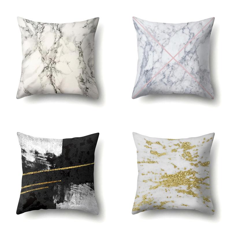 Nordic Ins Marble Polyester Pillowcase Car Decoration Home Printed Waist Cushion Pillowcase