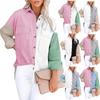 Womens Corduroy Button Down Shirts Boyfriend Long Sleeve Oversized Blouses Tops