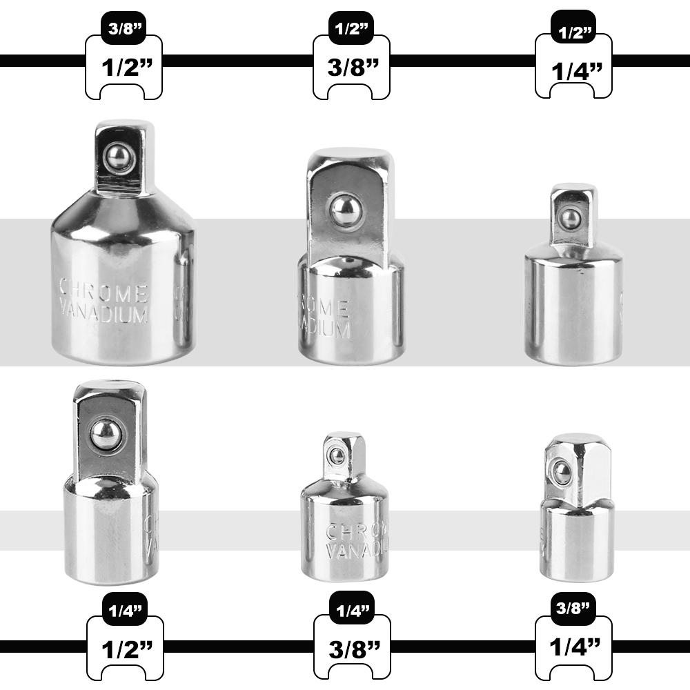 1/4 3/8 1/2 3/4 Inch Reducer CR-V Steel Socket Ratchet Converter Adapter 6PCS Impact Socket Set Wrench Joint