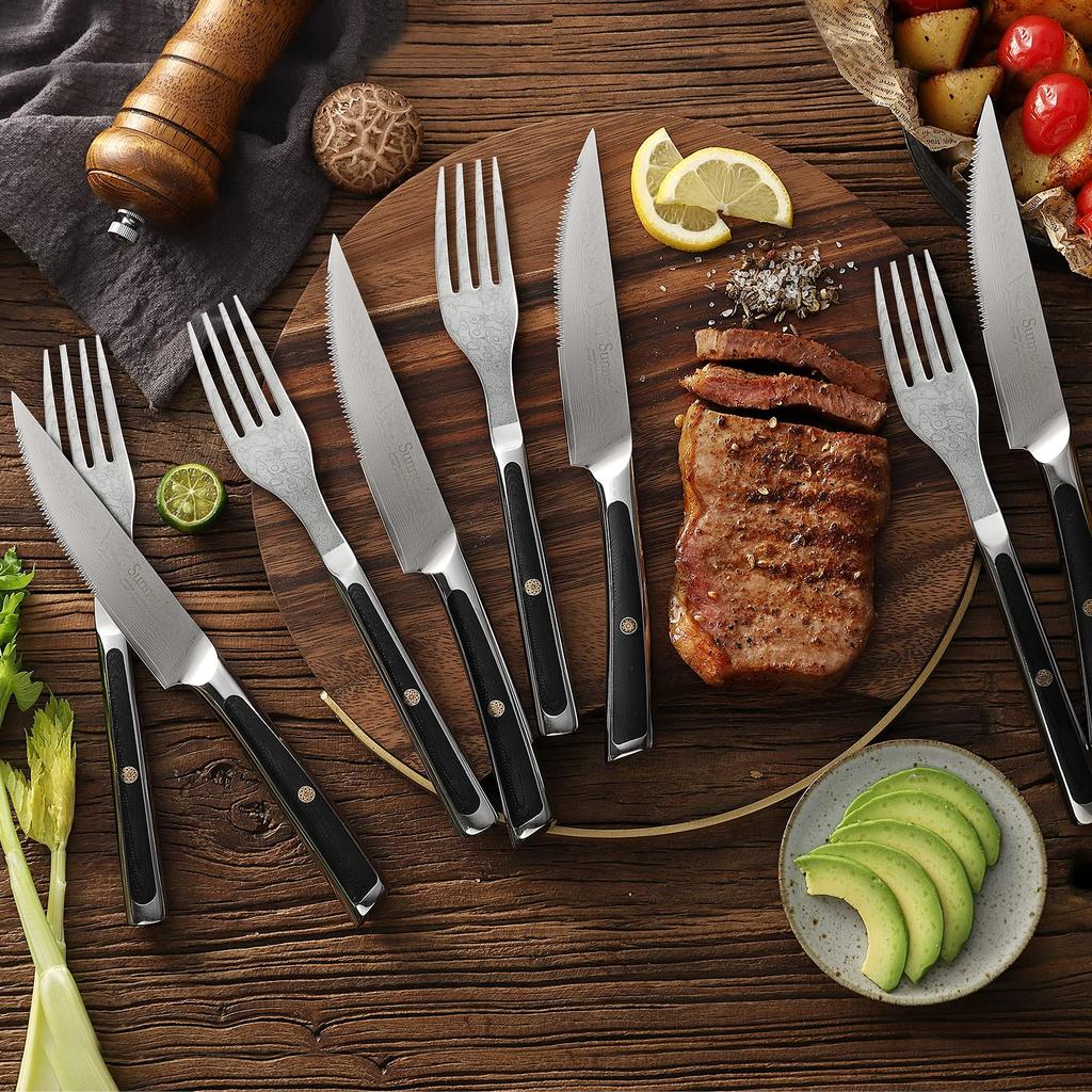 [Sunnecko] Набор дамасских столовых приборов 8 предметов – кухня