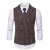 2025 Men's Slim Fit Striped Double-Breasted Retro Suit Vest - European Size