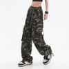 Женские брюки-карго с камуфляжным принтом, множеством карманов, шнуровкой, длинные брюки, прямые, широкие брюки High Street