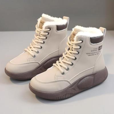 Модные женские ботильоны на толстой подошве, теплые, короткие, плюшевые, зимние 2024, высококачественные, однотонные, износостойкие туфли для женщин