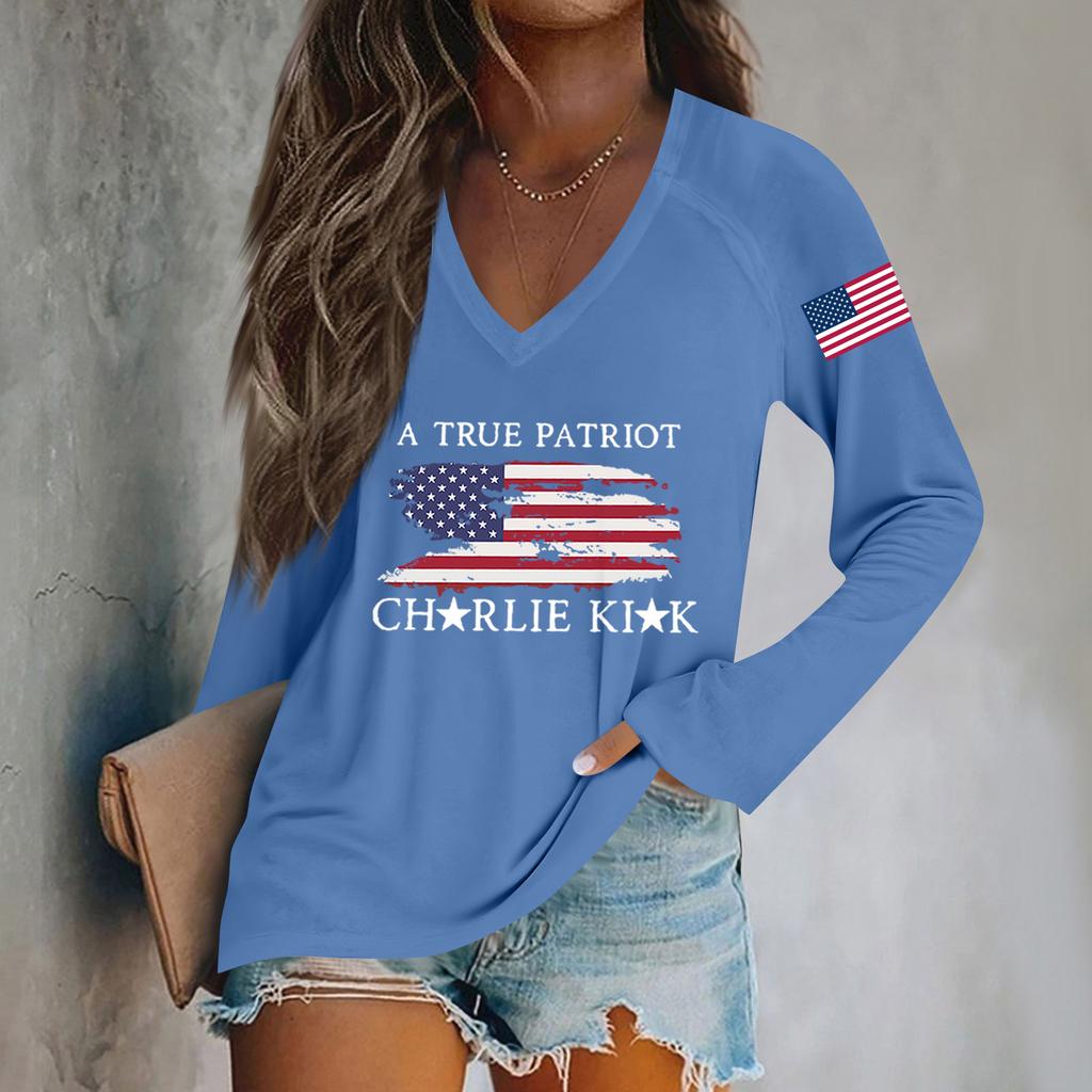 Women's Fashion Casual Long Sleeve Halloween Printed V-Neck Top