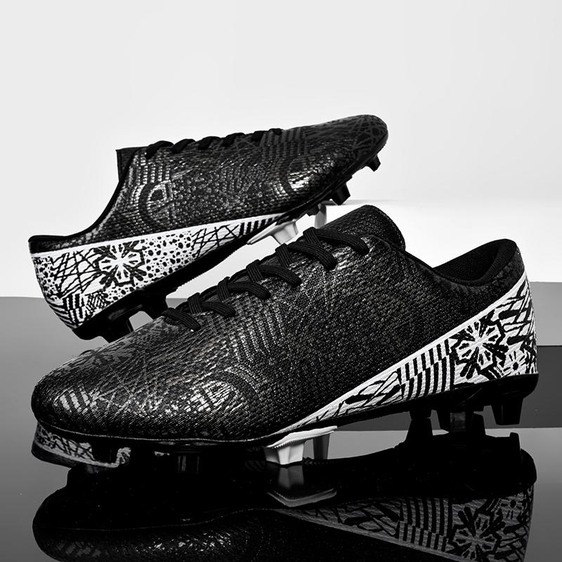 Wear-resistant Kids Soccer Shoes, Four-season Leather Football Shoes with Stud Decorations, Non-slip Outdoor Training Footwear,