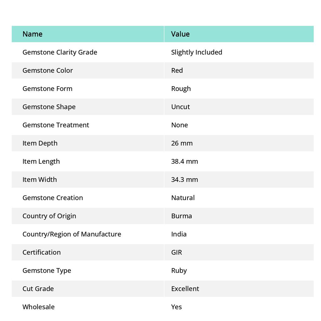 Big Sale !! Natural Uncut Red Ruby Rough 110 Carat CERTIFIED Gemstone Loose 1A-5612
