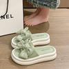 Bow Platform Women Slippers Summer Flats Flip Flops Shoes 2024 New Fashion Dress Beach Sandals Walking Slides Female Zapatillas