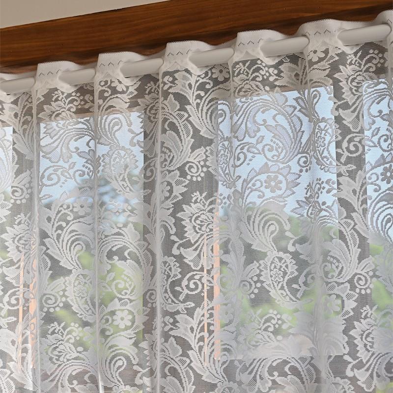 White Lace Semi Sheer Curtain Blackout Window Kitchen Living Room Study 160x100cm Modern Style