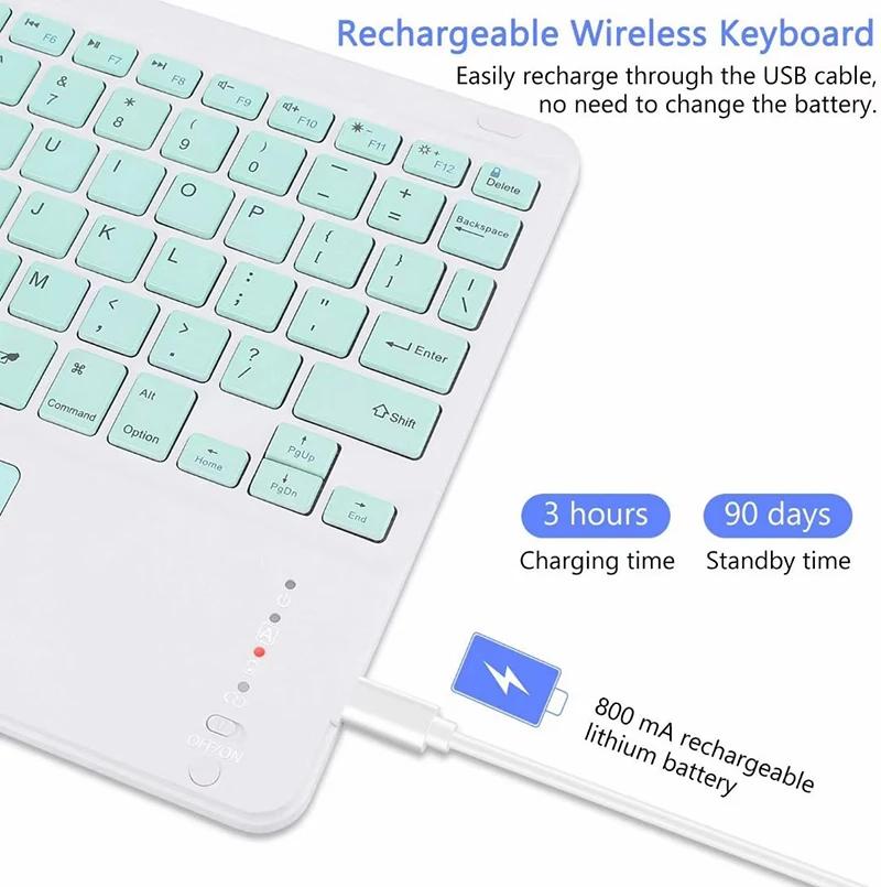 Испанская/Английская Bluetooth-клавиатура 10 дюймов для iPad Air Pro Беспроводная перезаряжаемая клавиатура для телефона, планшета, ноутбука Универсальная