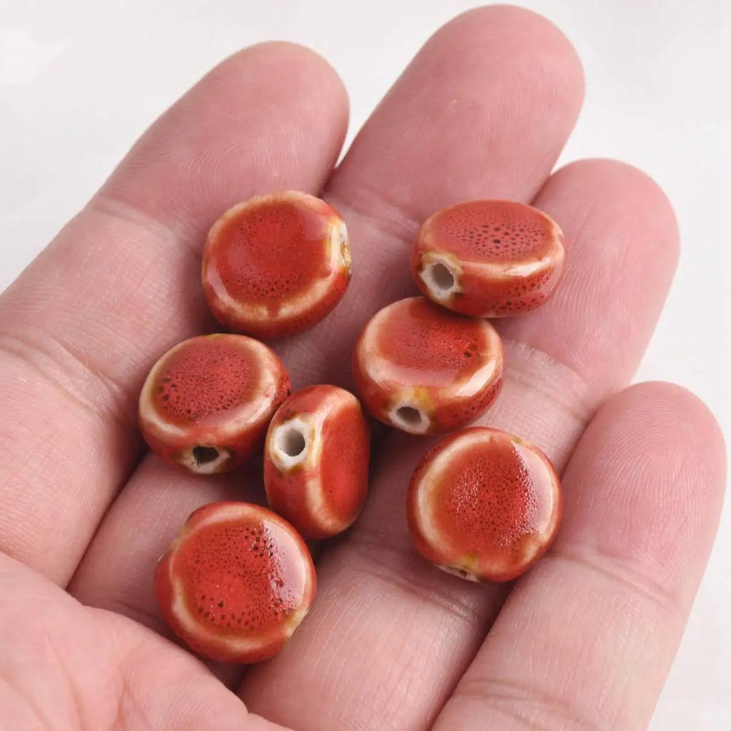 20 шт. Плоские круглые 15 мм Керамические фарфоровые бусины-разделители ручной работы Лот для изготовления ювелирных изделий Аксессуары DIY Поделки Фурнитура Креативные бусины