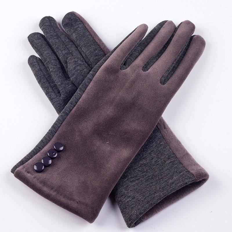 Осенне-зимние женские перчатки из замши и кожи на пуговицах, бархата, кашемира, с полным пальцем, теплые перчатки с бантом, женские перчатки с вышивкой и сенсорным экраном F9