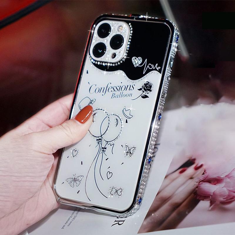 Блестящий розовый чехол для телефона со стразами и кристаллами для iPhone 15 Pro Max 13promax 12pro max, металлический каркас с бриллиантами, защита камеры, женский